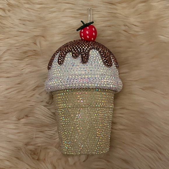 Bling Rhinestone Ice Cream Cup with Straw - Picture 2 of 5